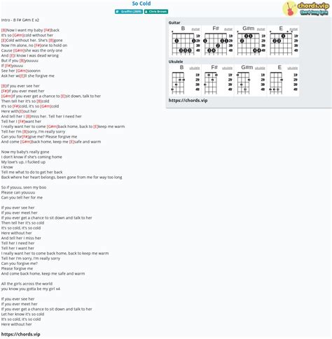 Chord So Cold Tab Song Lyric Sheet Guitar Ukulele Chords Vip