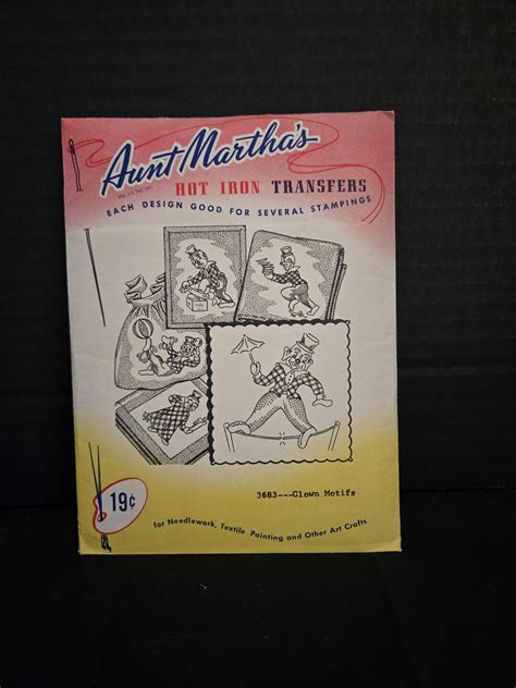Aunt Marthas Hot Iron On Transfers Clown Motifs Uncut Etsy