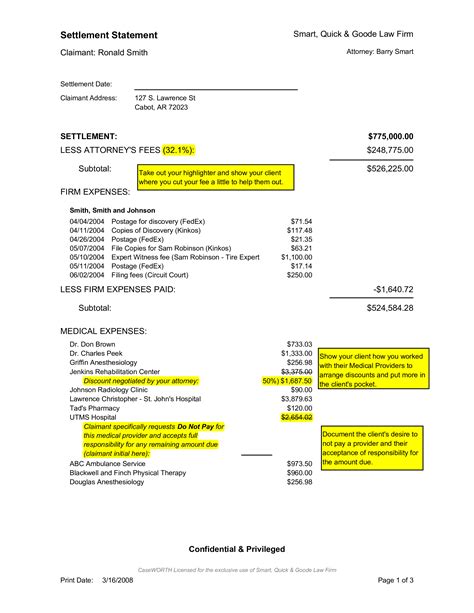 Libreng Legal Settlement Statement