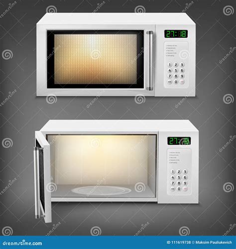 Forno Micro Ondas Real Stico Do Vetor Luz Para Dentro Ilustra O Do