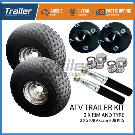 Atv Rim Tyre Hub Mm Stub Axle Kit Qwad Quad Bike Mower Trailer