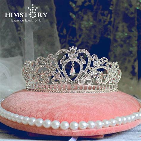 Himstory Cora O Forma Strass Cristal Tiara Coroa Waterdrop Pendente