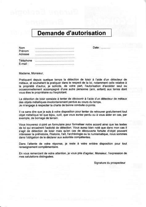 Exemple De Lettre De Demande D Autorisation D Exercice Financial Report