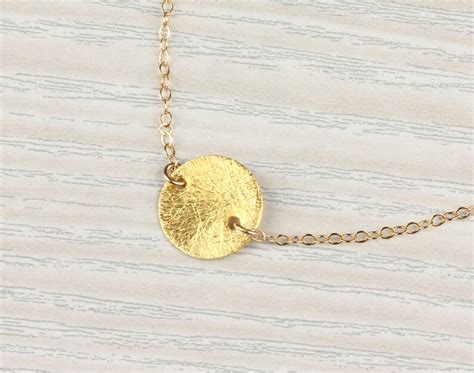 Coin Disc Necklace Gold Necklace Disc Necklace 14k Gold Etsy