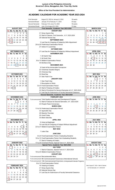 Academic Calendar Lpu Cavite Clari Rhodia