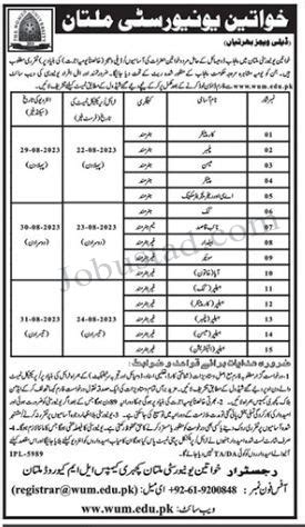 Women University Multan Jobs August 2023 Application Form