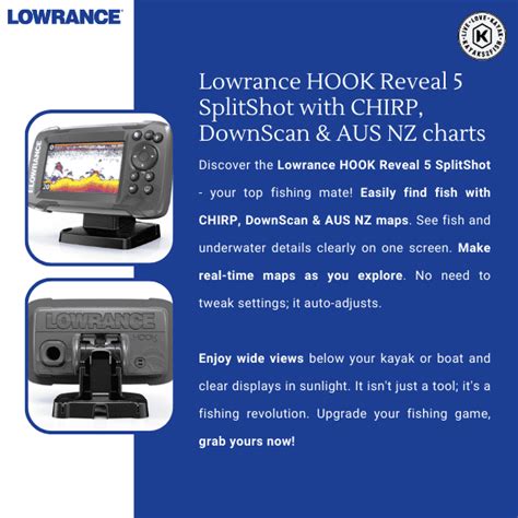 Lowrance HOOK Reveal 5 SplitShot With CHIRP DownScan AUS NZ Charts