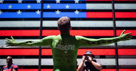 Naked Protesters Take Over Times Square Only Wear Body Paint To Fight