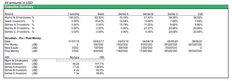 Simple Cap Table Template Efinancialmodels