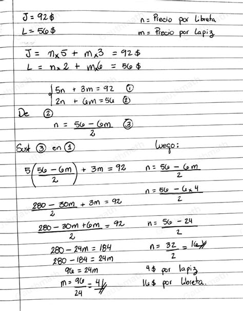 Solved 15 Javier pagó 92 por 5 libretas y 3 lápices Laura compró 2