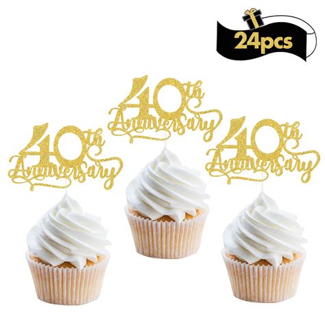 Buy Liliparty Pcs Gold Glitter Th Anniversary Cupcake Topper Happy