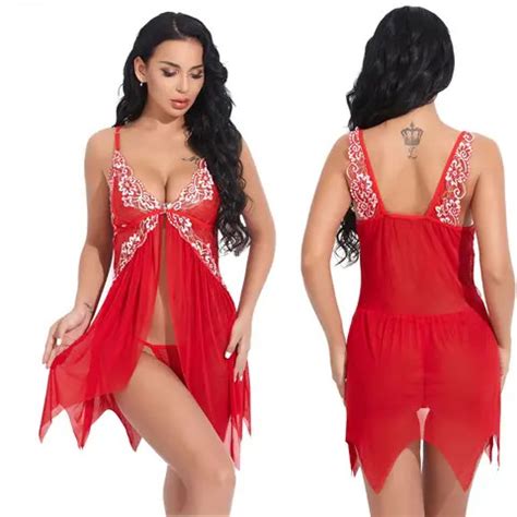 Buy Sale Floral Lace Sheer Mesh Transparent Nightgown Plus Size Lingerie Sets Elegant Plus Size