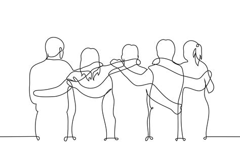 group  people hugging   drawing vector concept friends guys