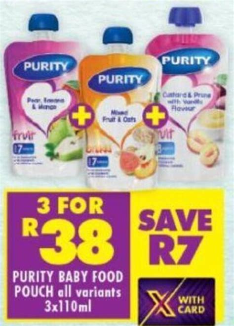 Purity Baby Food Pouch 3 X 110ml Offer At Shoprite