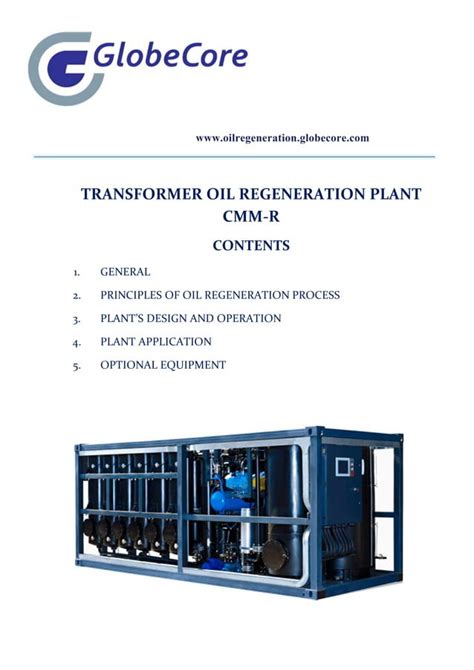 Transformer Oil Regeneration Plant CMM R PDF