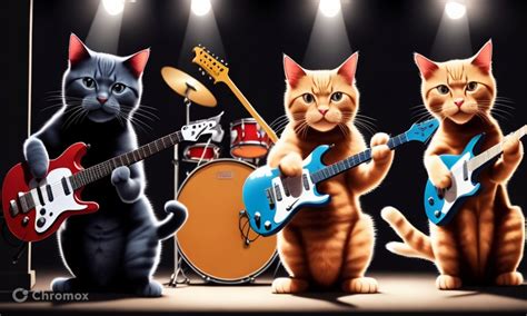 AI Art Three Cats Playing Guitars And Drums By YuryNem Text To