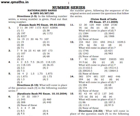 Click Here To Download Number Series Questions Asked In Various Banks