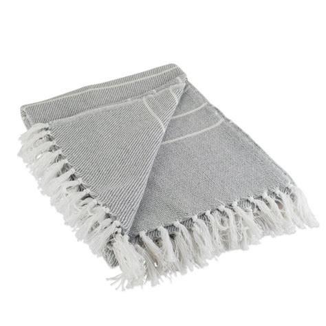 Dii Rustic Farmhouse Cotton Thin White Striped Blanket Throw With