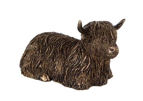 Highland Cow Sitting Resin Statue Burgess Home Garden