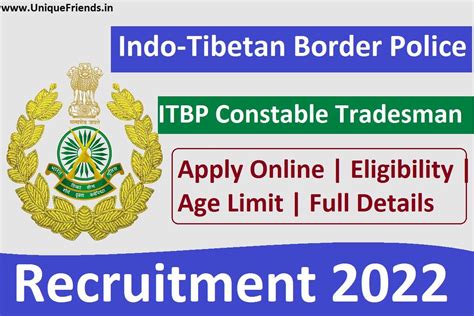 Itbp Constable Tradesman Recruitment Online Apply For Post