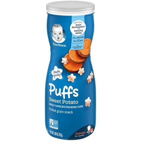 Gerber Puffs Sweet Potato Puffed Grain Snack 148 Oz Canister