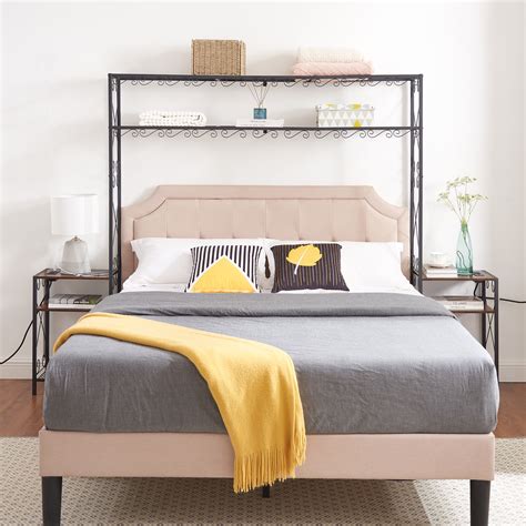 Queen Size Storage Headboard,Headboard with 2 Nightstands,Metal and ...