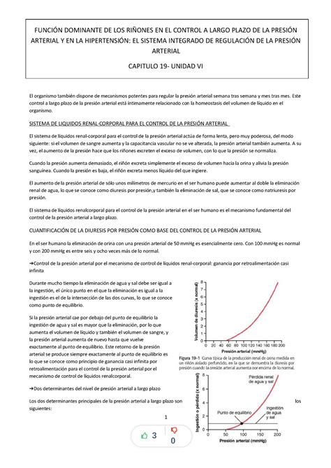 Capitulo 19 Guyton Resumen Compress FunciÓn Dominante De Los RiÑones En El Control A Largo