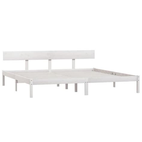 Structure De Lit QQMORA LEX Bois Massif Blanc 180x200 Cm