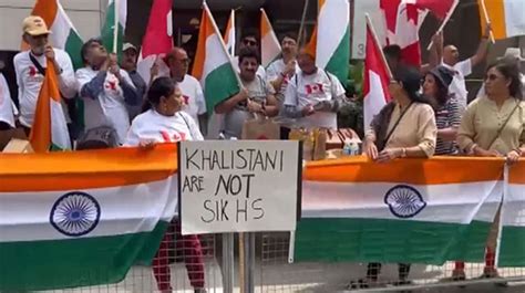 Indian Community Waves Tricolour Outside Canadian Consulate To Counter