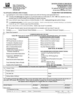 Fillable Online Kingcounty SENIOR CITIZEN DISABLED Kingcounty Fax