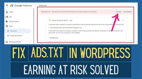 How To Fix Ads Txt File Issue In Wordpress Earning At Risk Adsense