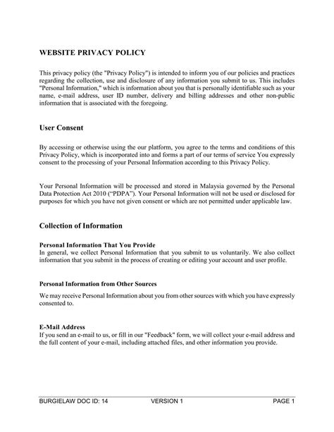 Website Privacy Policy Template - BurgieLaw