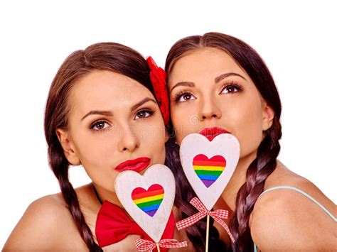 Lesbian Women With Heard In Erotic Foreplay Game Stock Image Image Of