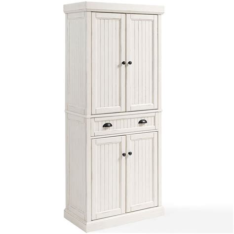 Crosley Furniture Seaside Wood 4 Door Coastal Pantry In Distressed