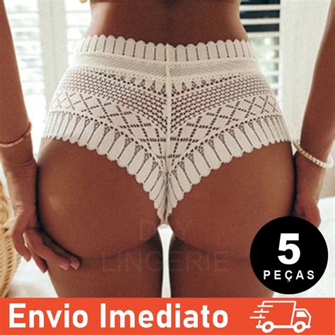 Kit 5 Calcinhas Caleçon De Renda Calcinhas Lingerie Feminina Shopee Brasil