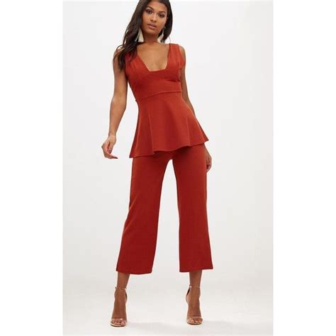 Burnt Orange Cropped Wideleg Trousers 968 Liked On Polyvore