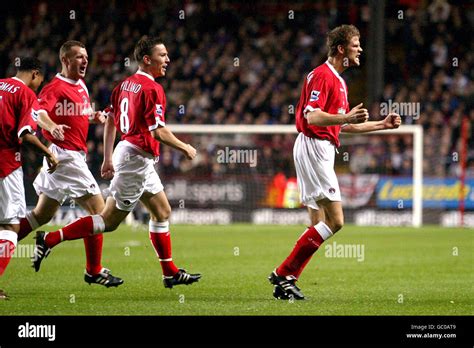 Charlton Athletics Hermann Hreidarsson Celebrates His Goal Against