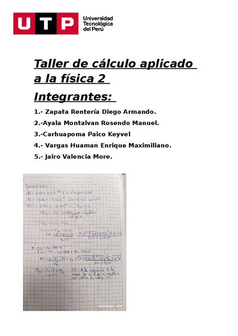 Taller de cálculo aplicado a la física 2 matematicas Taller de