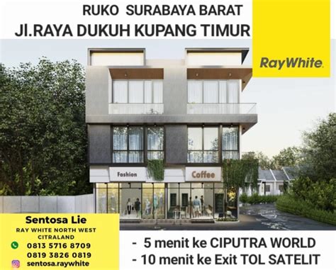 Dijual Ruko Jalan Raya Dukuh Kupang Timur Surabaya Surat Shm Bebas