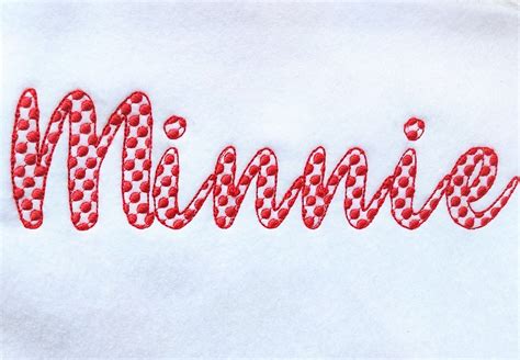 Polka DOT Minnie mouse kids cursive Font light sketch outline machine ...