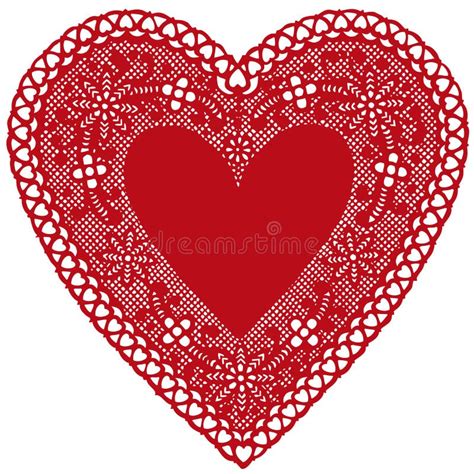 Red Lace Heart Doily on White Background Stock Vector - Illustration of clip, fashion: 7699041