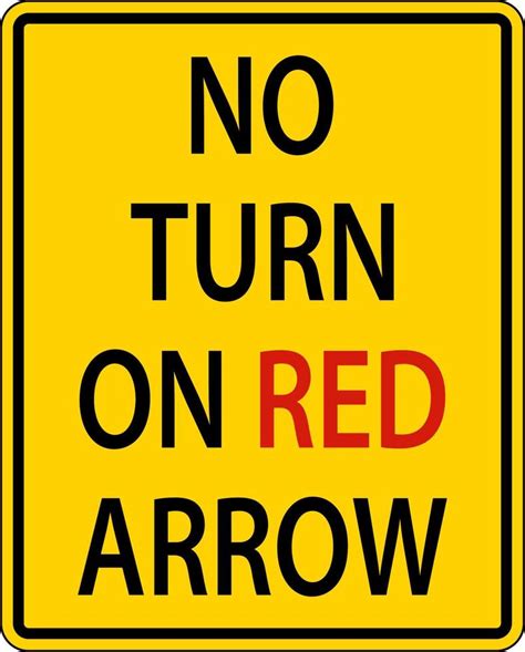 No Turn On Red Arrow Sign On White Background 12500565 Vector Art at ...