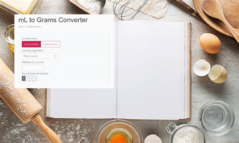 how to change ml to grams