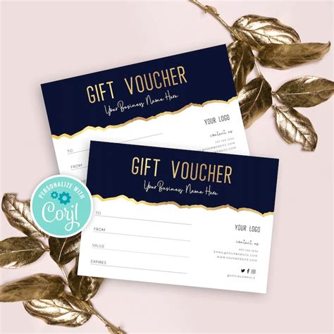 Diy Gift Certificate Template Editable Gift Voucher Design Etsy