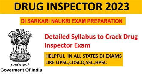 Drug Inspector Syllabus Full Detail Of State DI Exams CDSCO UPSC DI