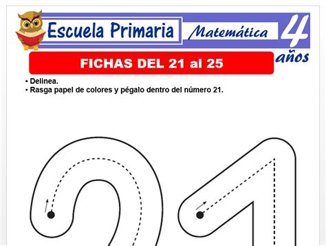 Fichas Del 21 Al 25 Para Niños De 4 Años Escuela Primaria