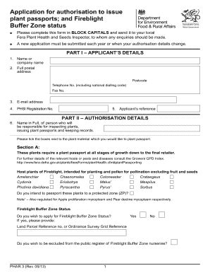 Fillable Online Phar Application For Authorisation To Issue Plant