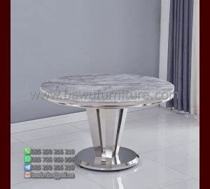 Meja Marmer Bulat Model Minimalis Kaki Stainless Steel Bawu Furniture