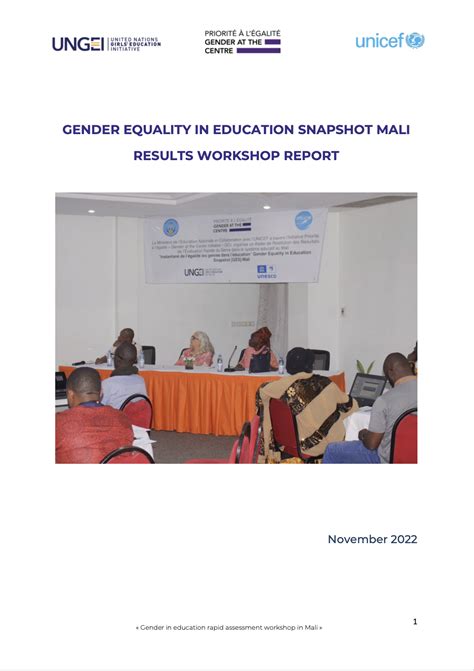 Gender Equality In Education Snapshot Mali Results Workshop Report Ungei