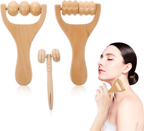 Gleavi 3pcs Massage Hand Roller Massagers For Neck Wooden